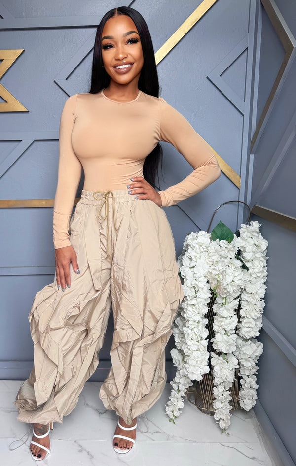 Crinkle Parachute Wide Leg Pants