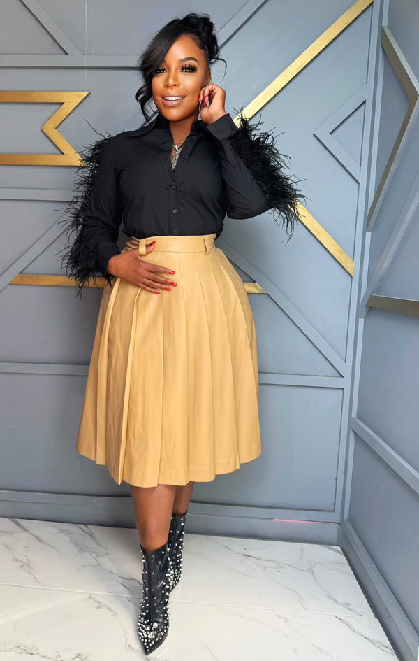 Golden Hour Leather Pleated Skirt