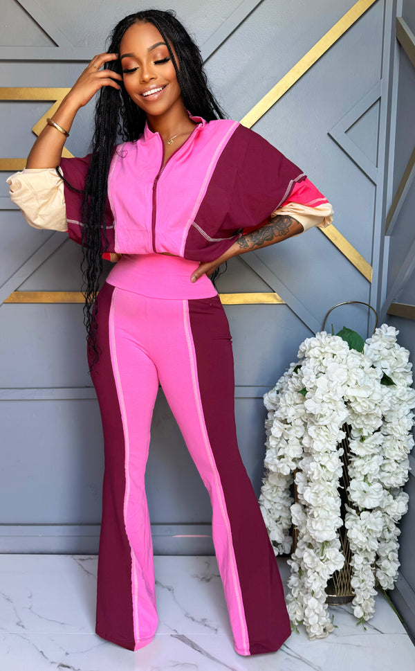 Colorblock Cutie Set – Pink & Maroon