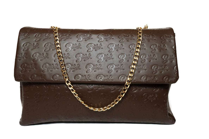 Bink&Bougie Monogrammed XL Flap Bag- Chocolate