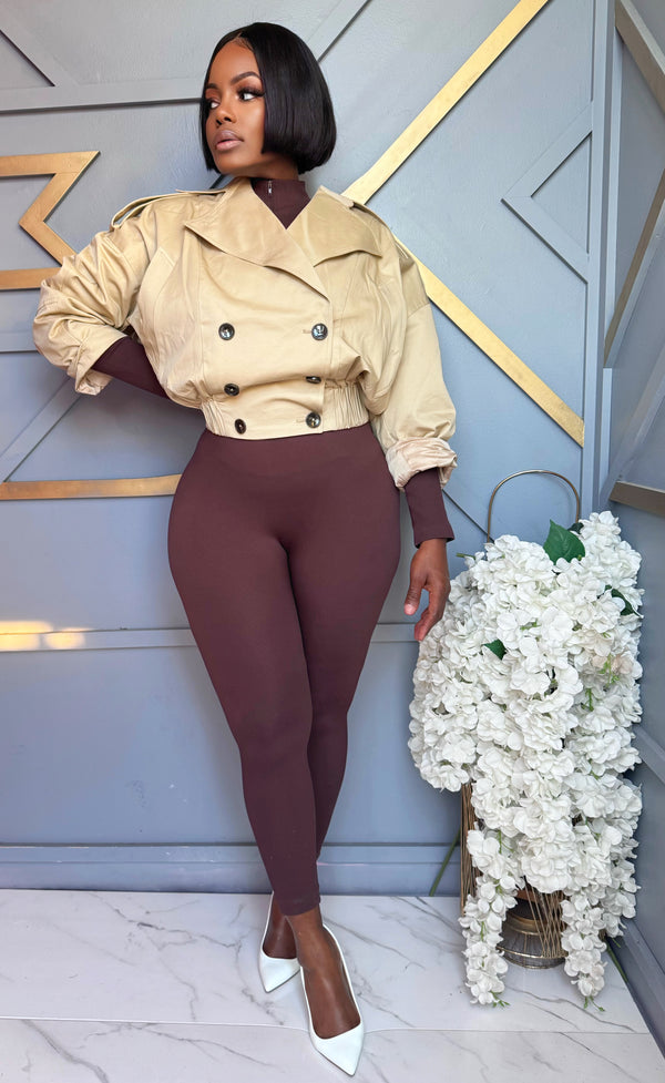 Cropped Trench Luxe Jacket – Khaki