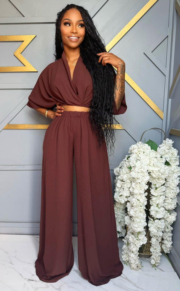 Espresso Luxe Wide-Leg Set