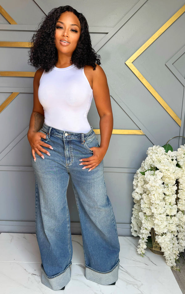 Bougie Cuff Wide Leg Jeans