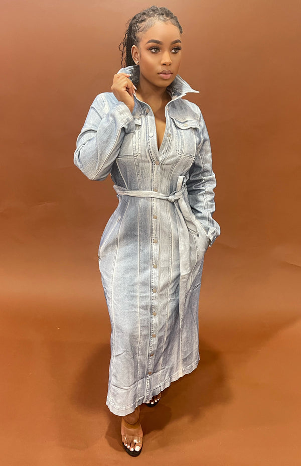 34-Snow Queen Denim Duster Dress no