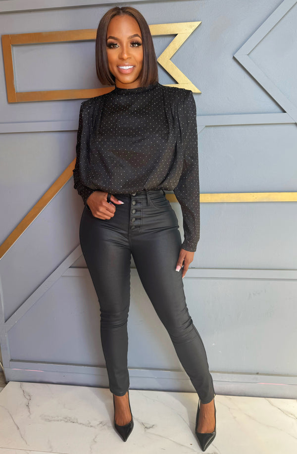 Midnight Muse Satin Dot Blouse