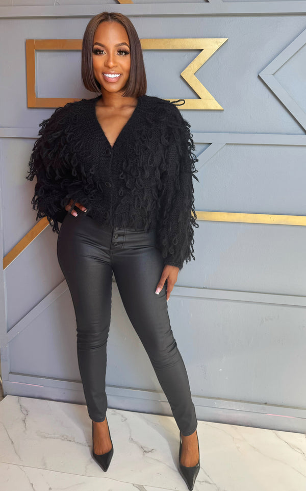 Bougie Textures Fringe Cardigan