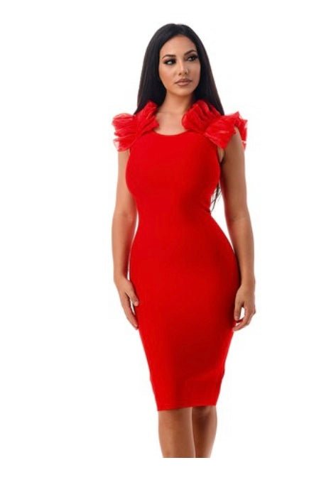 All Ruffled Up Bandage Dress - Bink & Bougie