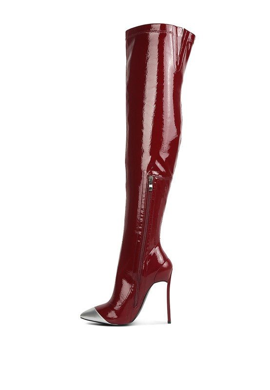 Chimes High Heel Patent Long Boots - Bink & Bougie