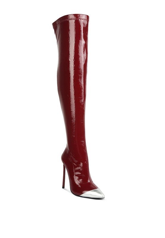 Chimes High Heel Patent Long Boots - Bink & Bougie