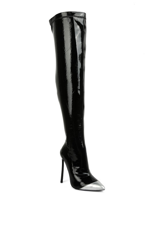 Chimes High Heel Patent Long Boots - Bink & Bougie