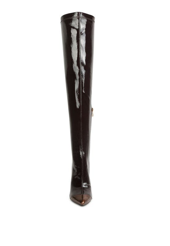 Chimes High Heel Patent Long Boots - Bink & Bougie