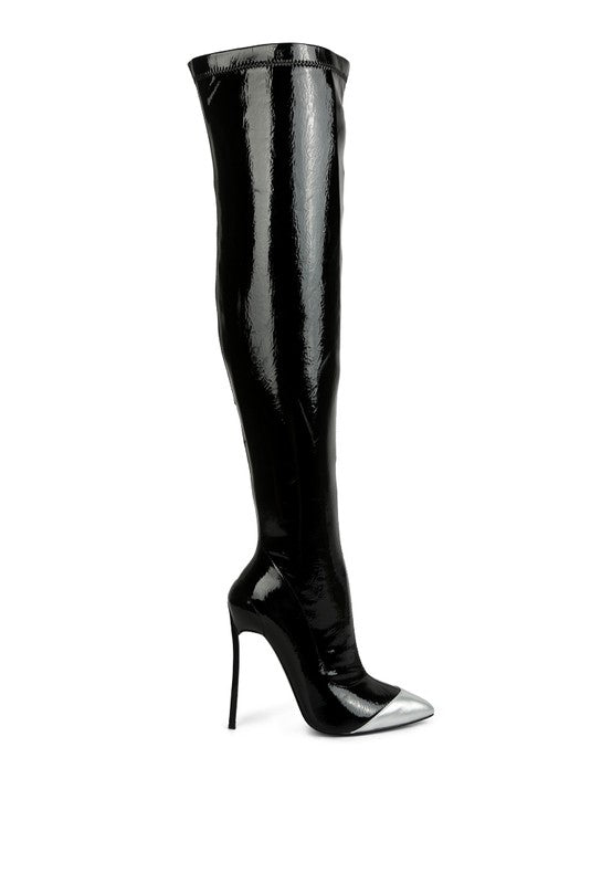 Chimes High Heel Patent Long Boots - Bink & Bougie