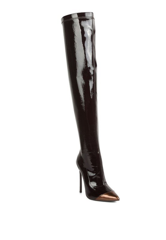 Chimes High Heel Patent Long Boots - Bink & Bougie