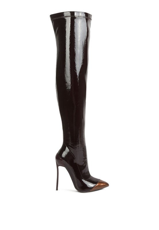 Chimes High Heel Patent Long Boots - Bink & Bougie