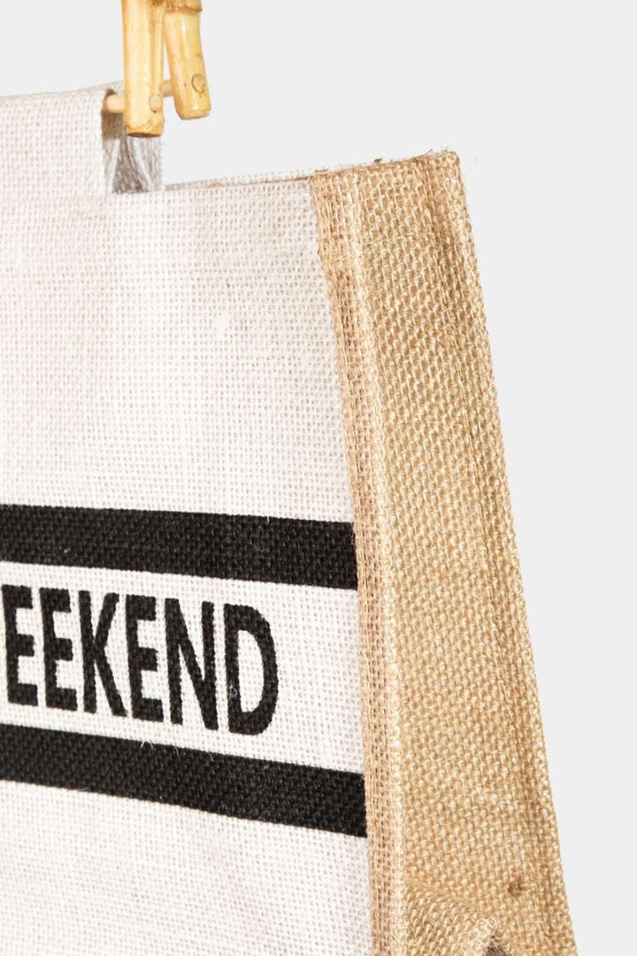 Fame Bamboo Handle Hello Weekend Tote Bag - Bink & Bougie