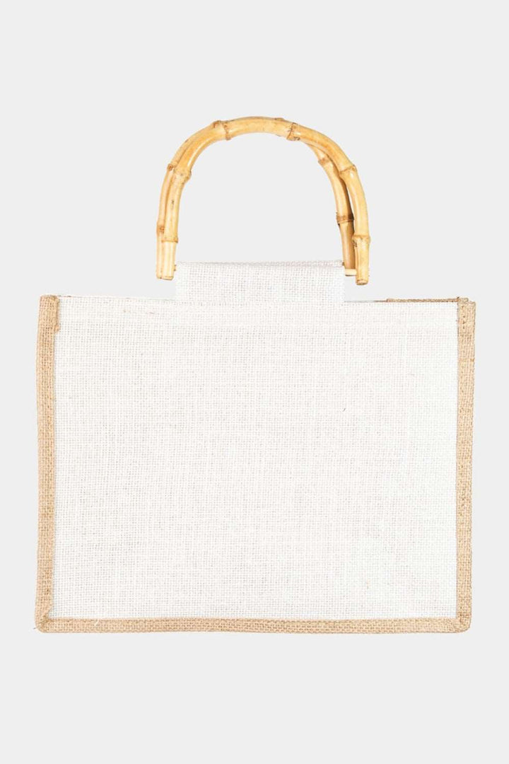 Fame Bamboo Handle Hello Weekend Tote Bag - Bink & Bougie