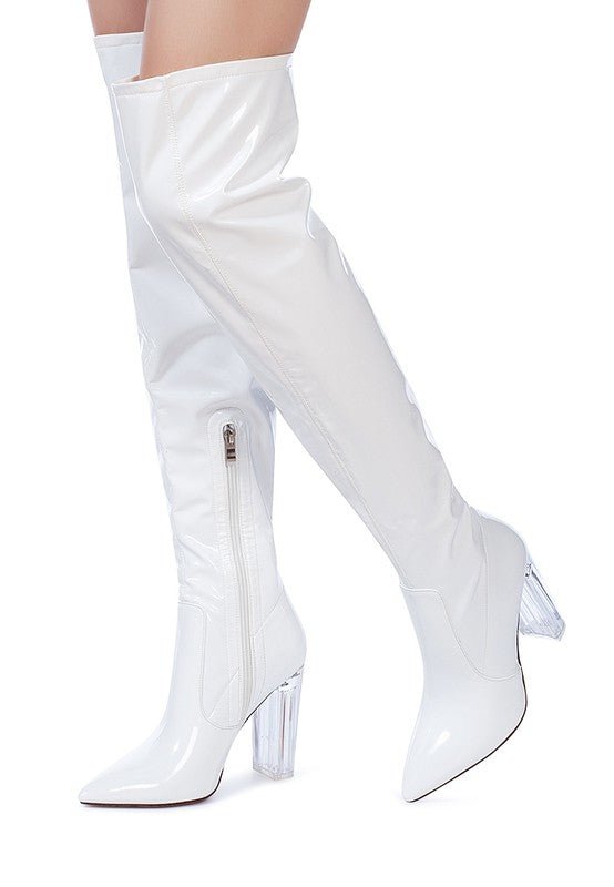 NOIRE THIGH HIGH LONG BOOTS IN PATENT PU - Bink & Bougie