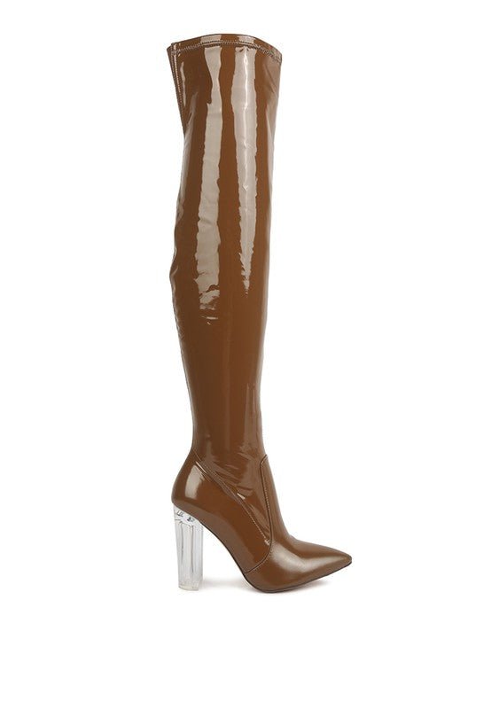 NOIRE THIGH HIGH LONG BOOTS IN PATENT PU - Bink & Bougie