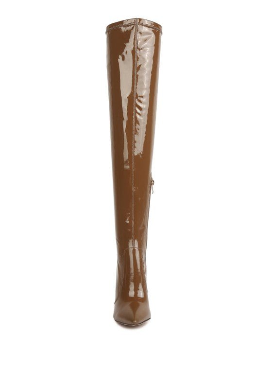 NOIRE THIGH HIGH LONG BOOTS IN PATENT PU - Bink & Bougie