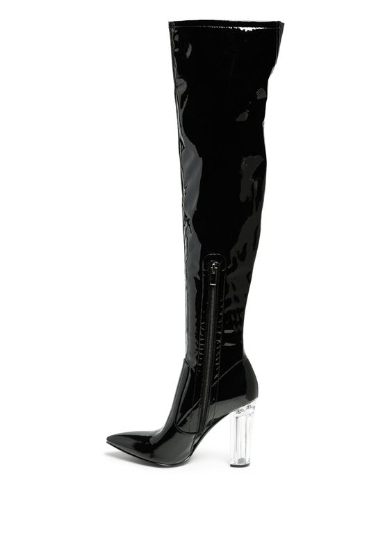 NOIRE THIGH HIGH LONG BOOTS IN PATENT PU - Bink & Bougie