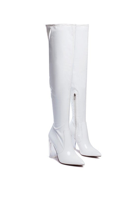 NOIRE THIGH HIGH LONG BOOTS IN PATENT PU - Bink & Bougie