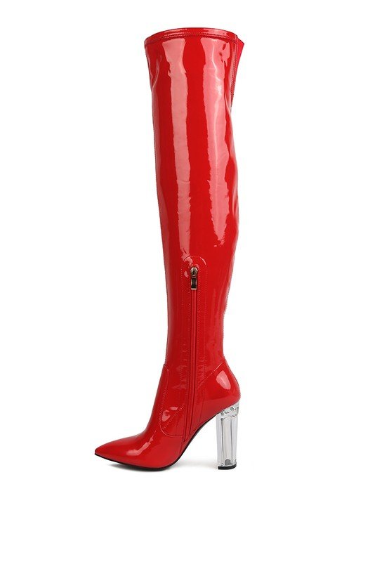 NOIRE THIGH HIGH LONG BOOTS IN PATENT PU - Bink & Bougie