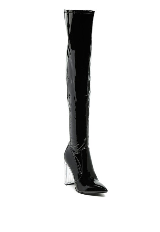 NOIRE THIGH HIGH LONG BOOTS IN PATENT PU - Bink & Bougie