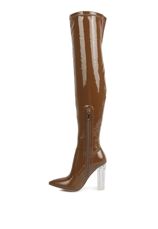 NOIRE THIGH HIGH LONG BOOTS IN PATENT PU - Bink & Bougie