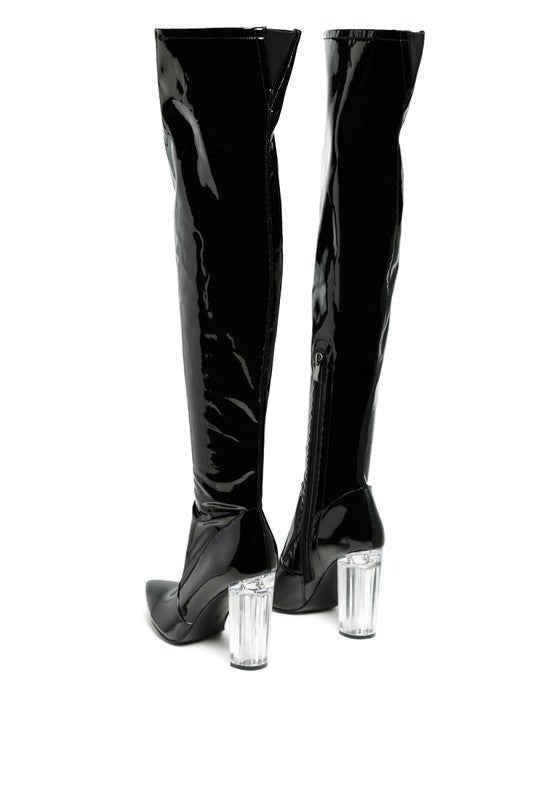 NOIRE THIGH HIGH LONG BOOTS IN PATENT PU - Bink & Bougie