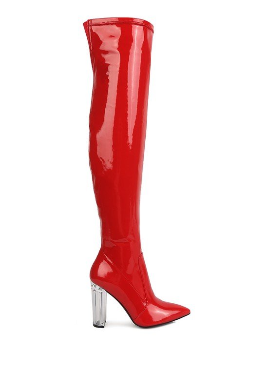 NOIRE THIGH HIGH LONG BOOTS IN PATENT PU - Bink & Bougie