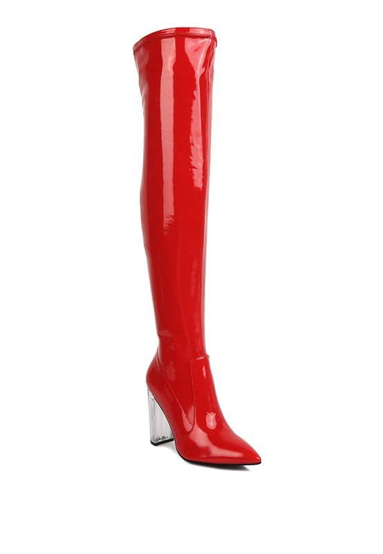 NOIRE THIGH HIGH LONG BOOTS IN PATENT PU - Bink & Bougie